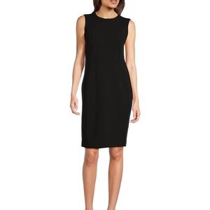 Calvin Klein Sleeveless Seam Front Scuba Crepe Crew Neck Sheath Dress